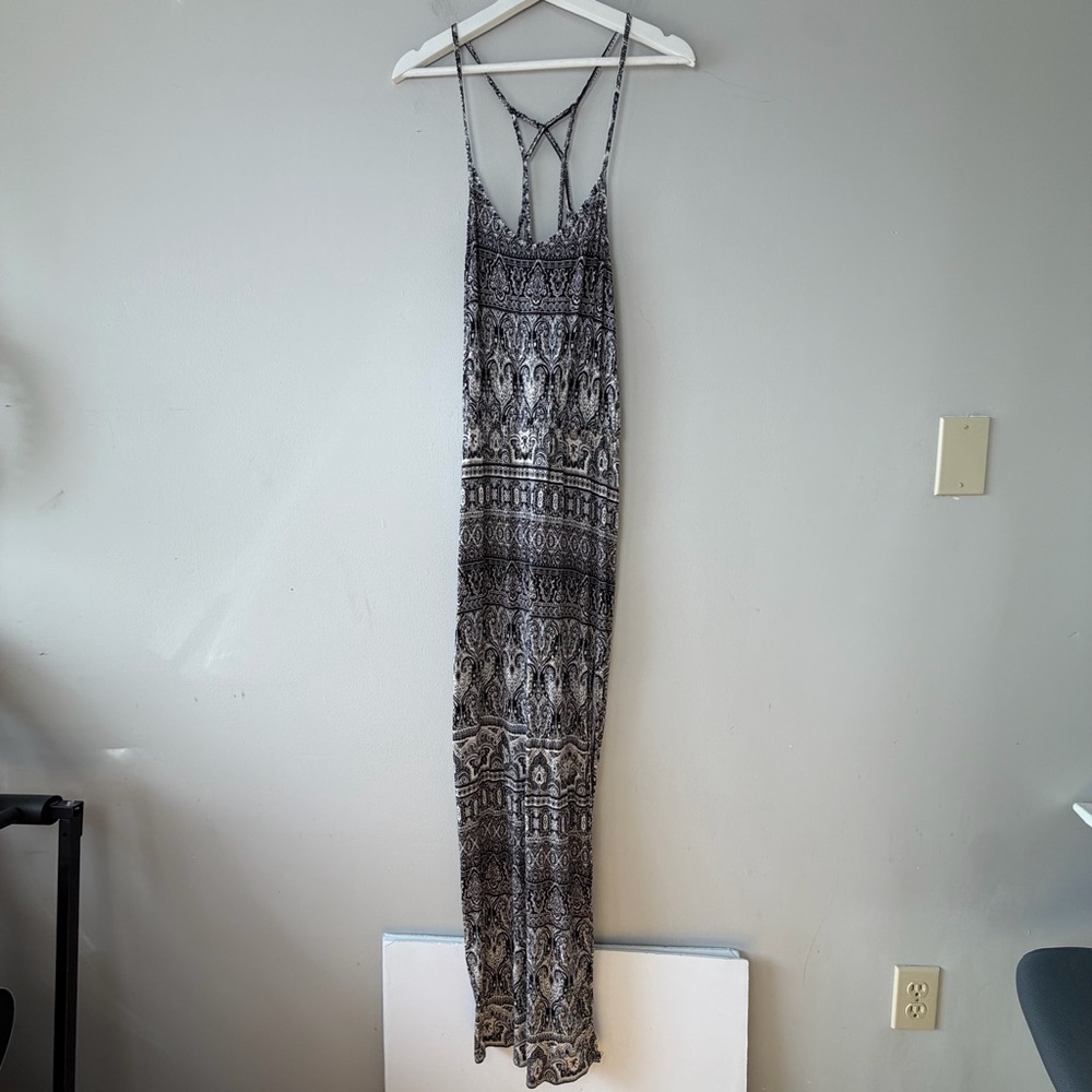 American Eagle Outfitters Black and White Strappy Paisley Maxi‎ Dress Medium
